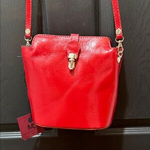 Vibrant Red Leather Crossbody Bag